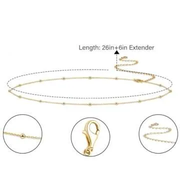 Gold Belly Chain Beads For The Waist Chains Body Jewelry For Women Layered Cuban Pearl Satellite Beads Rope Coin Heart Pendant Belly Belt Adjustable Bikini Jewelry (silver+gold)