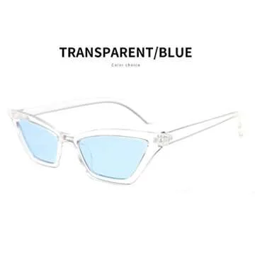 W&Y YING Thin Small Frame Skinny Cat Eye Retro Vintage Sunglasses for Women Colorful Mini Narrow Squ...