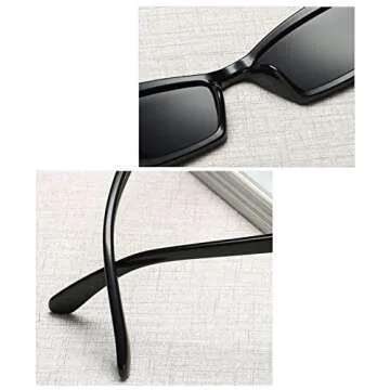 W&Y YING Thin Small Frame Skinny Cat Eye Retro Vintage Sunglasses for Women Colorful Mini Narrow Square Cateye Sunglasses (blue)