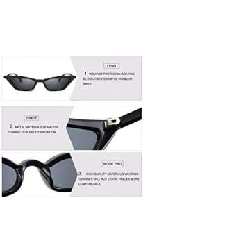 W&Y YING Thin Small Frame Skinny Cat Eye Retro Vintage Sunglasses for Women Colorful Mini Narrow Square Cateye Sunglasses (blue)