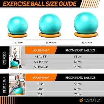 Exercise Ball Chair, Yoga Ball Chair With Resistance Bands, Pregnancy Ball with Stability Base & Poster. Balance Ball Chair Pilates Ball for Fitness, Home Gym, Physio, Birthing, Office & Working Out