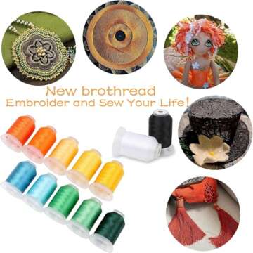 40 Brother Colors Polyester Machine Embroidery Thread Kit 500M