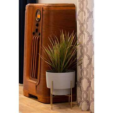Mid Century Modern Planter with Gold Metal Stand