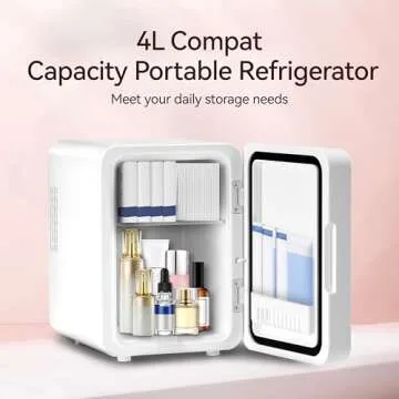 4L Mini Skincare Fridge with LED Mirror for Beauty Essentials