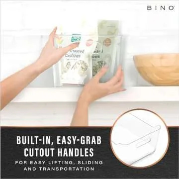 BINO | Plastic Organizer Bins, Large - 4 Pack | The SOHO Collection | Multi-Use | Pantry & Freezer Organizer Bins | Plastic Storage Containers for Home & Kitchen Org