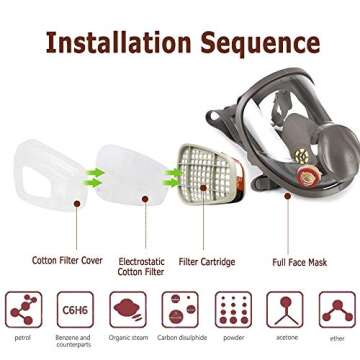MOARON Full Face Respirаtor Reusable, Organic Vapor Respirаtor Compatible with Particulate Filter, Protection for Painting, Machine Polishing, Welding, Same as 6000 6800 7800 FF-400 V-Series