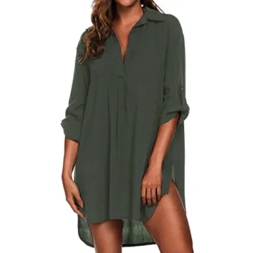 Ekouaer Women's Swimsuit Beach Cover Up Shirt Bikini Beachwear Bathing Suit Beach Dress