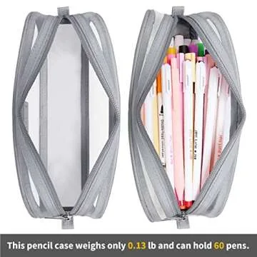 KALIDI Grid Mesh Pencil Case Large Capacity Pencil Case Big Pencil Pouch With Zipper Simple Stationery Bag Aesthetic Pen Bag for School Teen Girl Boy Multi-Purpose bag for office Men Women