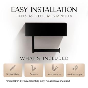 Day Moon™ Matte Black Toilet Paper Holder with Shelf, Wipe Holder for Bathroom Flushable Wipes Dispenser Toilet Paper and Wipes Holder Toilet Paper Holder with Storage, Toilet Paper Holder Wall Mount