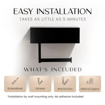 Day Moon™ Matte Black Toilet Paper Holder with Shelf, Wipe Holder for Bathroom Flushable Wipes Dispenser Toilet Paper and Wipes Holder Toilet Paper Holder with Storage, Toilet Paper Holder Wall Mount