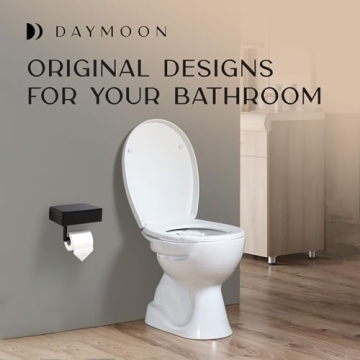 Day Moon™ Matte Black Toilet Paper Holder with Shelf, Wipe Holder for Bathroom Flushable Wipes Dispenser Toilet Paper and Wipes Holder Toilet Paper Holder with Storage, Toilet Paper Holder Wall Mount