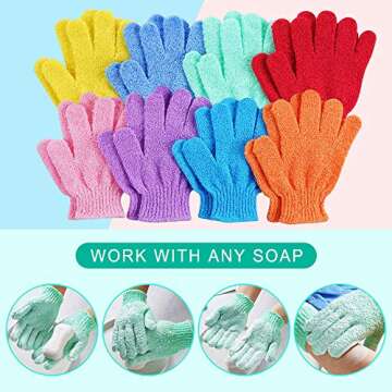 16 pcs Exfoliating Shower Gloves,Double Sided Exfoliating Bath Gloves Deep Clean Dead Skin for Spa Massage Beauty Skin Shower Body Scrubber Bathing Accessories.