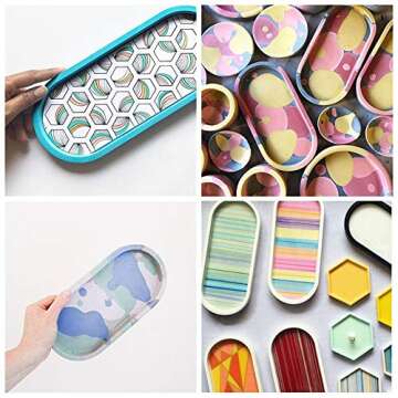 3 Pack Resin Tray Mold, Oval Coaster Epoxy Resin Casting Mould DIY Jewelry Tray Dishes for Craft Jewelry Storage Office Home Decoration