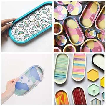 3 Pack Resin Tray Mold, Oval Coaster Epoxy Resin Casting Mould DIY Jewelry Tray Dishes for Craft Jewelry Storage Office Home Decoration
