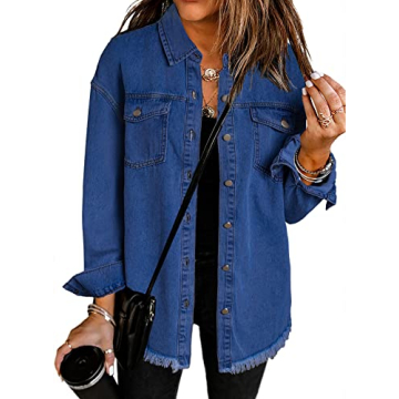Dokotoo Women's Oversized Jean Jacket - Stylish Denim Layering Piece for Every Occasion