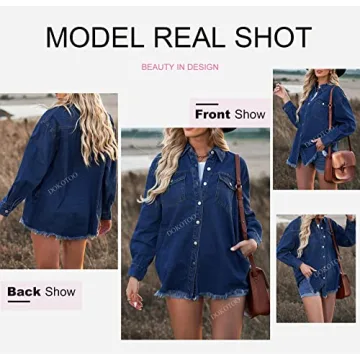 Dokotoo Oversized Jean Jacket for Women Fashion