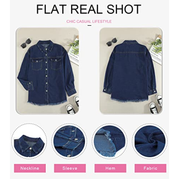 Dokotoo Oversized Jean Jacket for Women Fashion