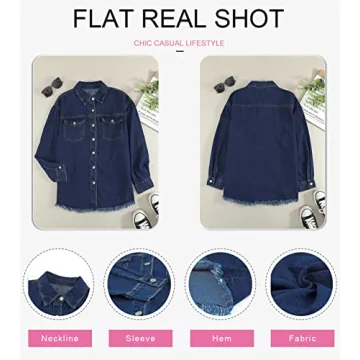 Dokotoo Oversized Jean Jacket for Women Fashion