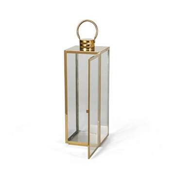 Great Deal Furniture 24" Modern Stainless Steel Lantern, Gold