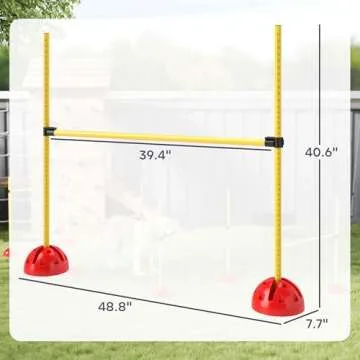 PawHut 4 Piece Dog Agility Course Backyard Set, Dog Agility Training Equipment with 4 Height Adjustable Dog Agility Jumps, Carry Bag, Dog Obstacle Course Outdoor Games, Yellow