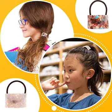 WILLBOND 4 Pieces Acrylic Ponytail Cuff Decorative Acetate Ponytail Holder Tortoise Shell Hair Cuff Hair Ties French Leopard Design Elastic Rubber Band Ponytail Accessories Women(Sweet Color)