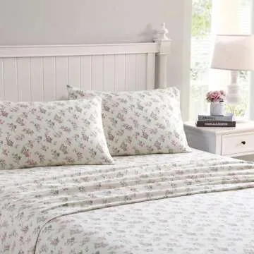 Laura Ashley - Full Sheets, Cotton Flannel Bedding Set, Brushed for Extra Softness & Comfort (Audrey...