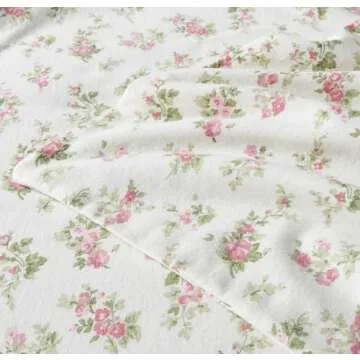 Laura Ashley - Full Sheets, Cotton Flannel Bedding Set, Brushed for Extra Softness & Comfort (Audrey Pink, Full)