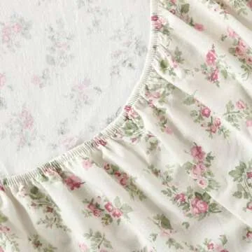 Laura Ashley - Full Sheets, Cotton Flannel Bedding Set, Brushed for Extra Softness & Comfort (Audrey Pink, Full)