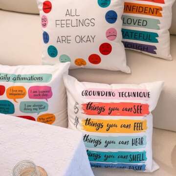 Dibor Inspirational Pillow Covers for Mental Wellness