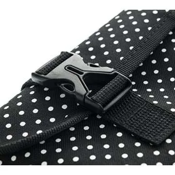 Hanging Toiletry Bag for Women ODESSA. Ideal for Storing Cosmetics, Makeup and Jewelry in an Organized Way. Large Size, Various Compartments. Black with White Polka Dots.