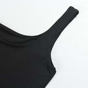 Artfish Women's Sleeveless Strappy Crop Tank Tops Workout Fitness Basic Cropped Camis Black,L