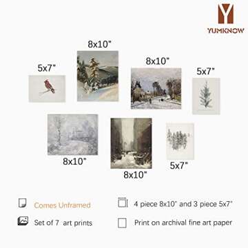 Rustic Snowy Winter Wall Decor - Vintage Farmhouse Holiday Room Decor - Christmas Wall Art - Boho Fr...