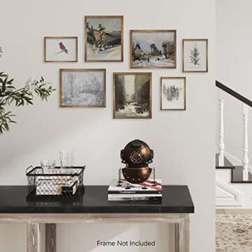 Rustic Snowy Winter Wall Decor - Vintage Farmhouse Holiday Room Decor - Christmas Wall Art - Boho French Country Bathroom Poster Print - Aesthetic Botanical Picture - Art Set of 7 Neutral Gallery Wall