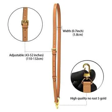 RYYXZXL Vachetta Leather Replacement Adjustable Shoulder Strap for L V Handbag Replacement Bag Strap