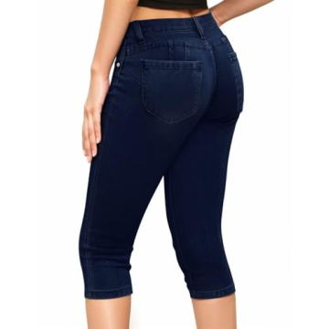 Hybrid & Company Women's Butt Lift Super Comfy Stretch Denim Capri Short Jeans Q37374 Indigo 15