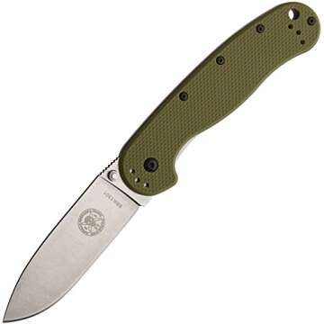 ESEE Avispa Stonewash Folding Knife - 3.5in AUS-8 Steel with Green Satin Blade