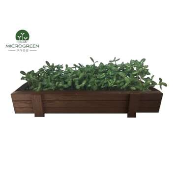 MICROGREEN PROS Organic Microgreens Growing Kit with Beautiful Wooden Countertop Planter, Soil & Organic Sunflower and Mixed Microgreens Seeds for 2 Crops. 100% Guaranteed to Grow.