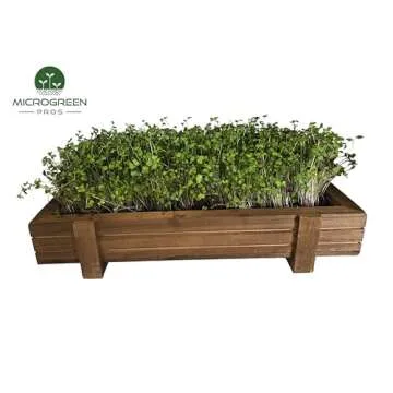MICROGREEN PROS Organic Microgreens Growing Kit with Beautiful Wooden Countertop Planter, Soil & Organic Sunflower and Mixed Microgreens Seeds for 2 Crops. 100% Guaranteed to Grow.
