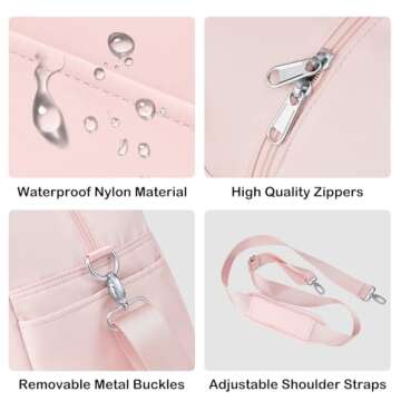 LONG VACATION Women's Travel Duffel Bag with Toiletry Bag, Sports Gym Bag Weekendeer Carry-on Tote with Shoe Compartment and Wet Pocket, Yoga Bag Fit 17.3inch Laptop (PINK, 21-inch)