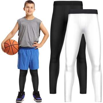 Boys' Compression Leggings 2 Pack for Sports