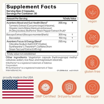 Avantera Elevate Nootropic Supplement for Clear Focus