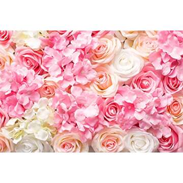 Flowers Wall Panel 3D Flower Wall Decor 4 PCs (11 sqft) Silk Flowers for Wedding Backdrop, Event Decor, Bridal Shower, Baby Girls Room, Nursery, Rose Wall, Pink Room Decor (Premium Flowers Panel)