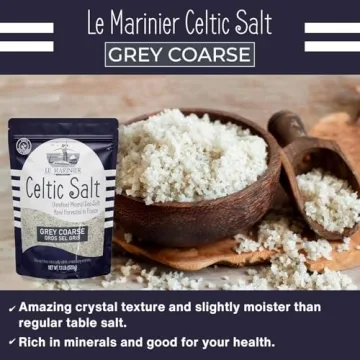 Le Marinier French Sea Salt Grey Coarse, 1.1lb - 18oz. Mineral Rich 100% Natural and Unrefined Sea Salt Organic Mineral Coarse. Hand Harvested Mineral Salt, Sel Gris (1.1lb Grey Coarse)