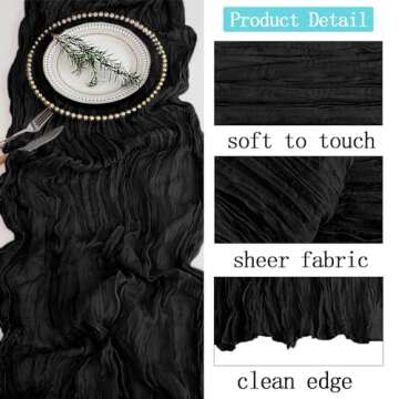 16 Pack Black Cheesecloth Table Runner for Elegant Events