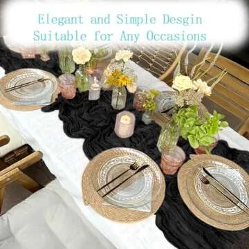 16 Pack Black Cheesecloth Table Runner for Elegant Events