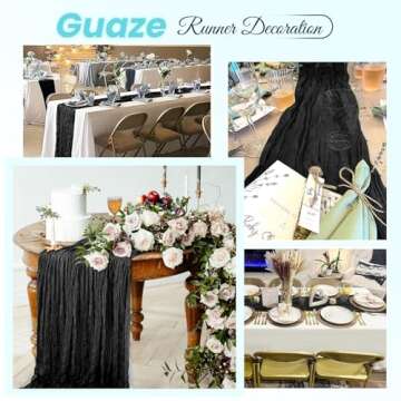 16 Pack Black Cheesecloth Table Runner for Elegant Events