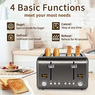 SEEDEEM 4 Slice Toaster with Color LCD & 7 Settings