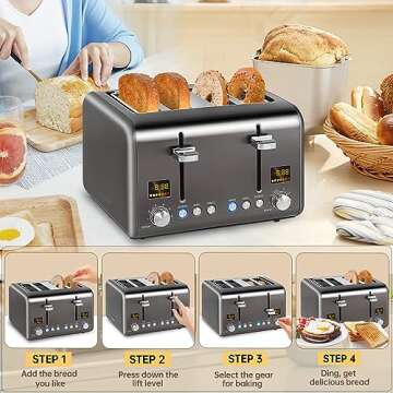 SEEDEEM 4 Slice Toaster with Color LCD & 7 Settings