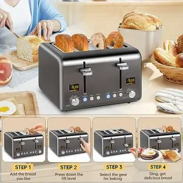 SEEDEEM 4 Slice Toaster with Color LCD & 7 Settings
