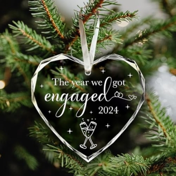 NewEleven Engagement Gifts for Couples 2024 - First Christmas Engaged Gifts for Her - Engagement Gift for Newly Engaged Couples, Her, Women, Friends, Bride to Be Gifts, Glass Christmas Ornaments